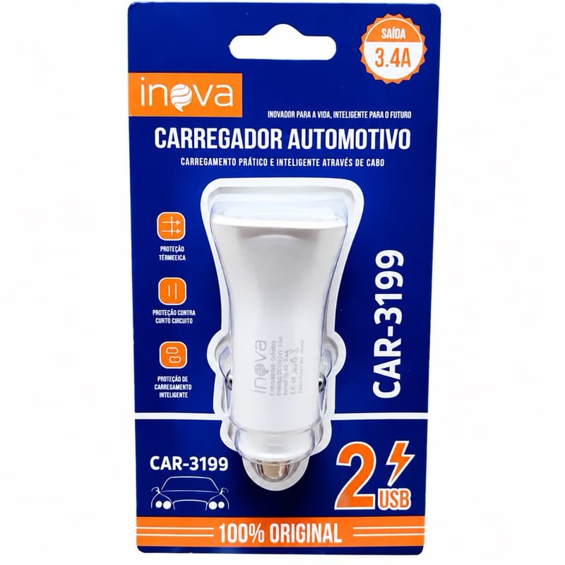 Carregador Veicular Inova 3.4A - CAR-3199