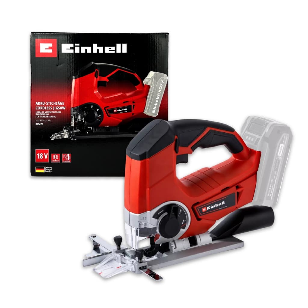 Serra Tico Tico a Bateria Einhell TE-JS 18/80 18V Madeira Metal Plástico com LED e Guia de Corte