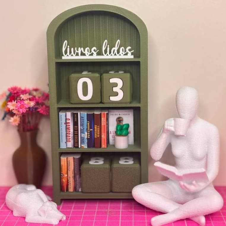 Mini Estante com Contador de Livros Lidos | Decoração para Leitores | Mini Livros Personalizados Mini Books