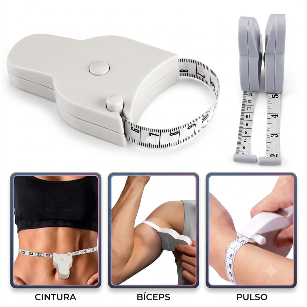 Fita Métrica Corporal Retrátil 1,5m Trena Antropométrica Com Trava Medidas Academia Dieta Costura