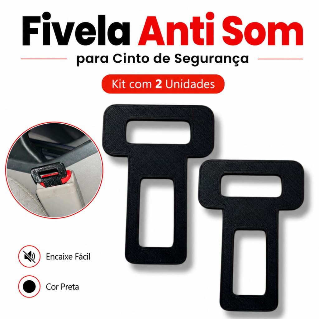 KIT 2 Fivela Lingueta Clip Cinto de Segurança Anti Alarme Sonoro Universal Carro