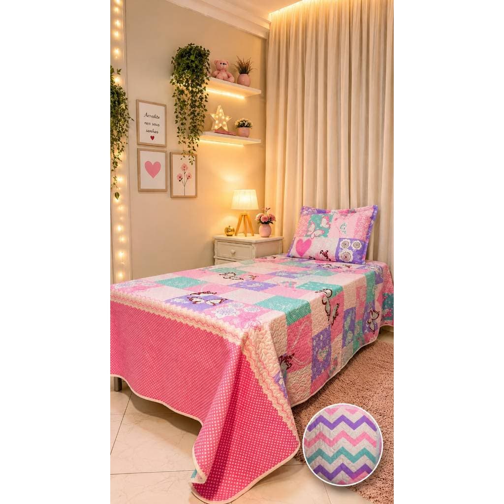 cobre leito solteiro infantil estampado colorido