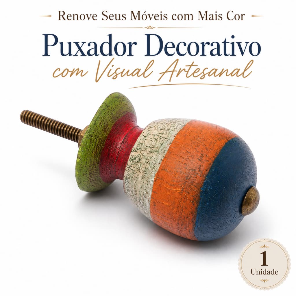 Puxador Madeira Rustico Colorido Moveis Porta Armario