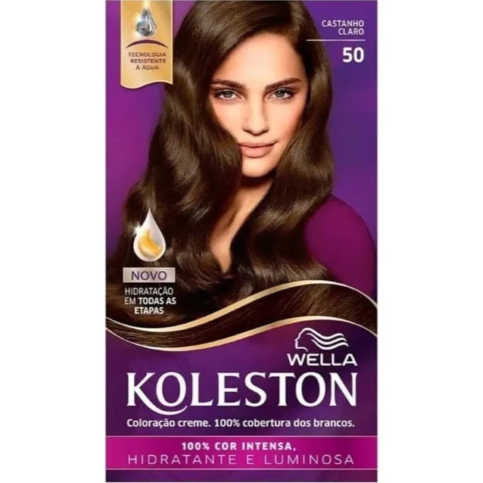 Tintura de cabelo permanente Koleston 50 castanho claro com revestimento cinza
