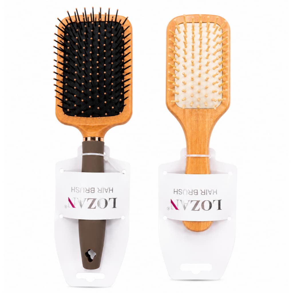Kit 2 Escovas De Cabelo Raquete Madeira E Almofadada