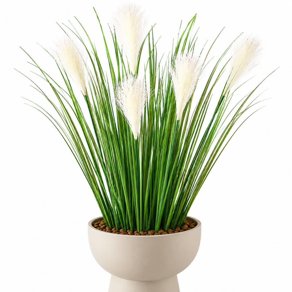 Kit Buquê De Capim Artificial Pluma Vanila Planta Tendência Sala Lavabo Recepção