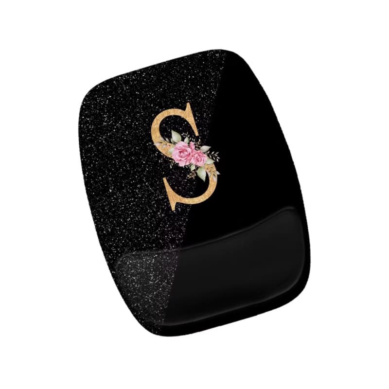 Mouse Pad Ergonomico Retangular Personalizado com Nome Flores Formas Lilas