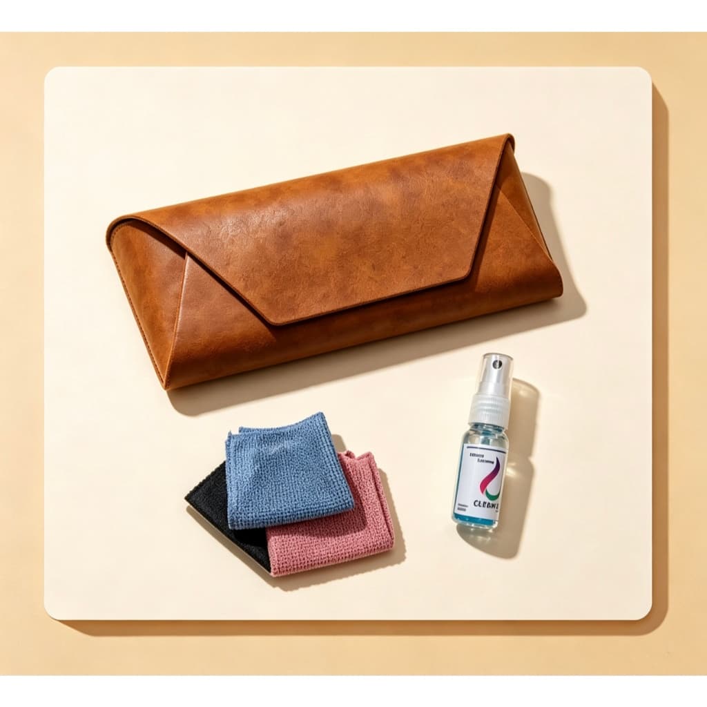 Estojo de óculos com corpo metal Padrão de ovelha + kit limpa lentes eflanela magica