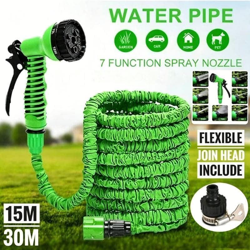 Esguicho Para Mangueira Jardim 7 Jatos Bico 15m Mangueira Expansível com Bico