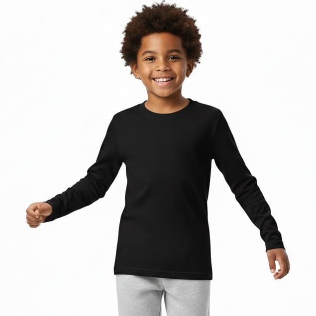 Camiseta Manga Longa Infantil Menino Inverno Básica Escolar Dia a Dia Unissex 100% Algodão