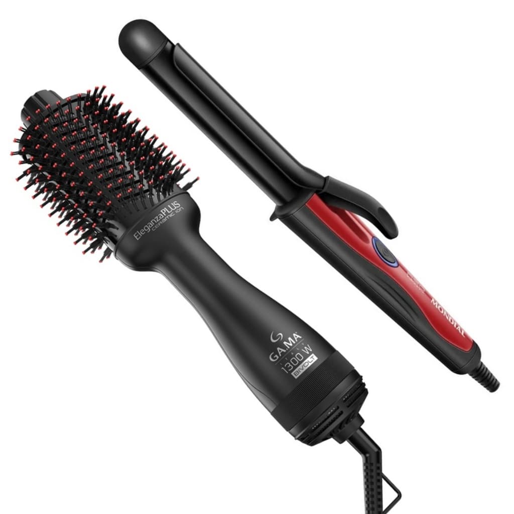 Escova Secadora Profissional Eleganza Plus Modelador Baby Ondulador Cacheador Em-12 Modela Alisa Efeito Salão 1300w