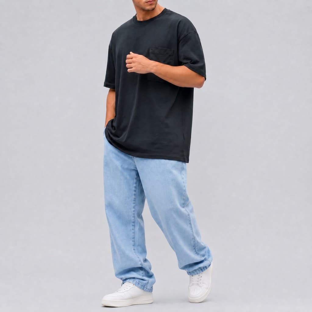 Calça Jeans Masculina Marmorizada Com Elastano