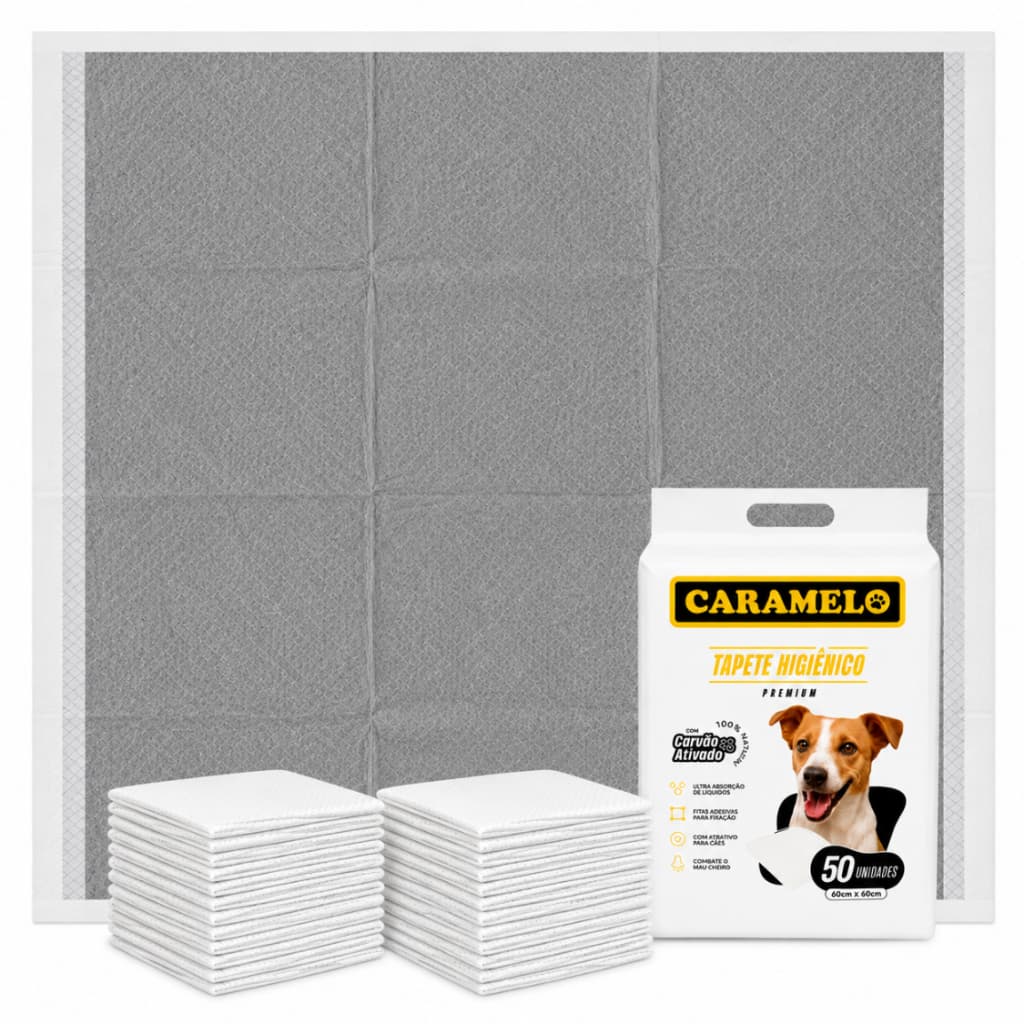 Tapetes Higiênicos Com Carvão Ativado 50/100/150 unidades para Cachorros - Caramelo