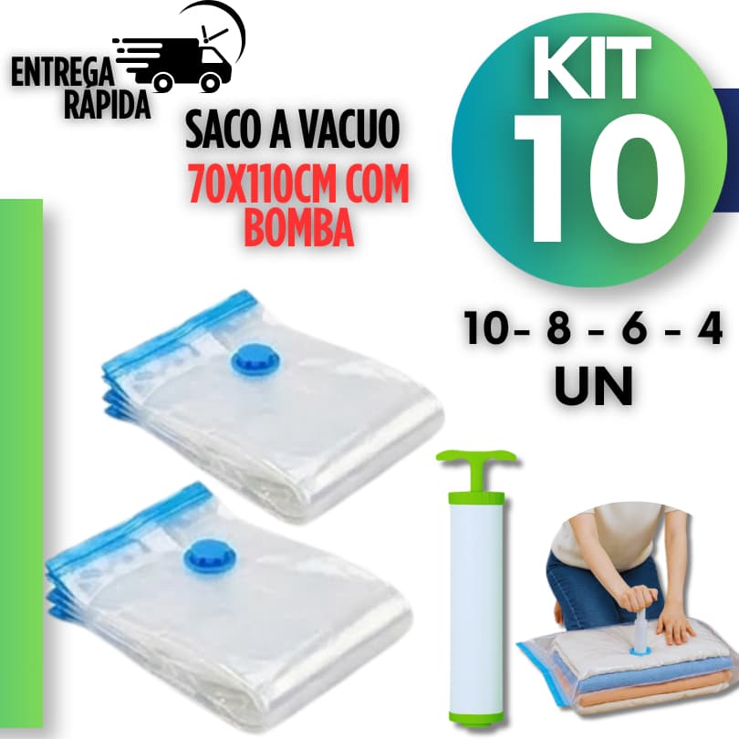 Conjunto Premium Sacos a Vácuo 70x110 com Bomba Manual Inclusa