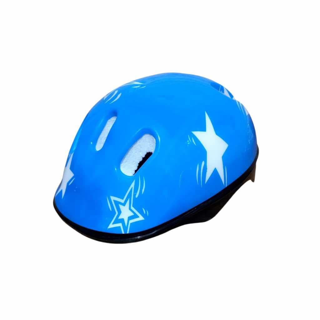 Capacete Bicicleta Infantil Proteção Azul Com Estrela Alça Ajustável