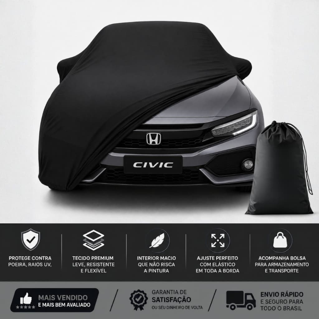 Capa de Carro Anti Risco e Poeira Proteção UV Tecido Premiun Helanca Lycra P M G