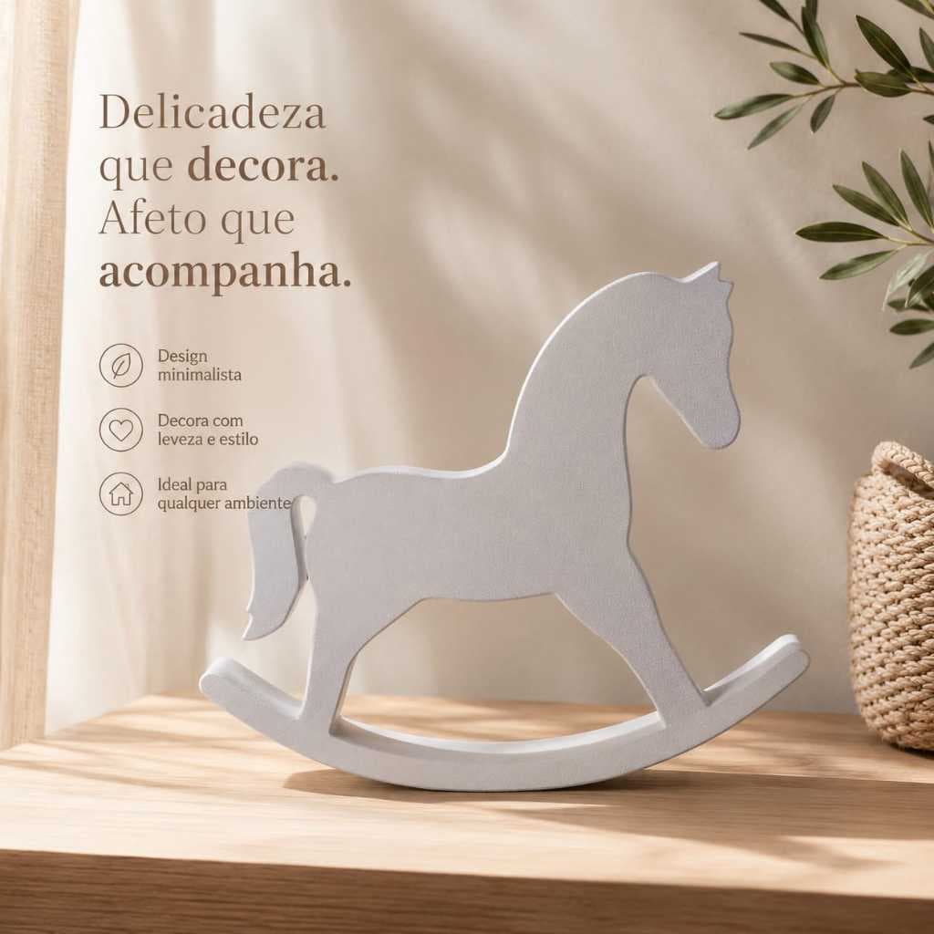 Cavalinho de Balanço Decorativo 3D Enfeite Decoração Quarto Bebê Menino Nicho Cômoda Prateleira