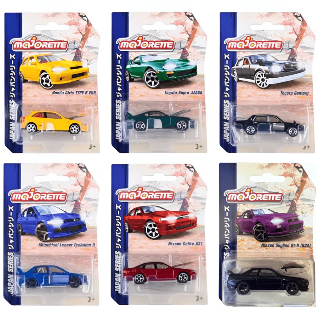 Miniatura Majorette Japan Series Premium 1/64 - Carrinhos de Metal - Vários Modelos