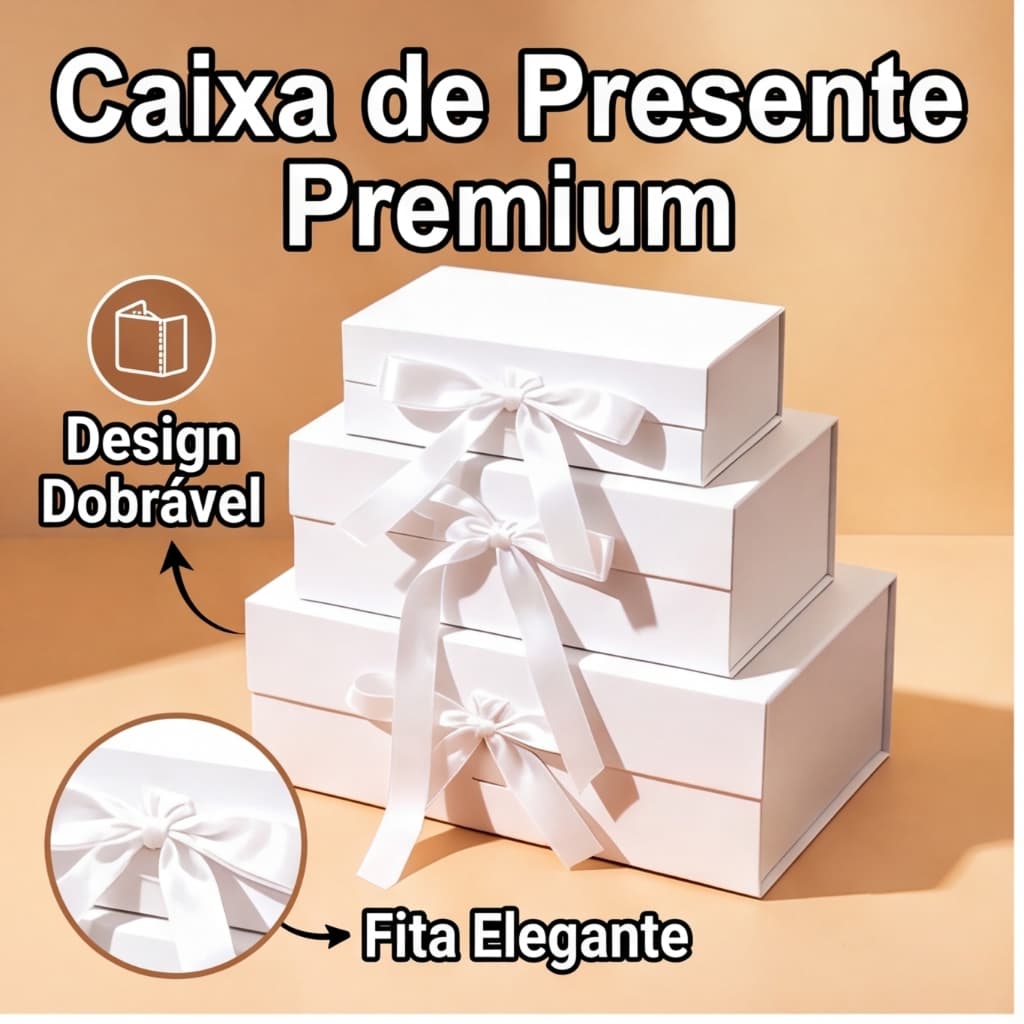 Caixa Embalagem Luxo Dobrável Rígida com Ímã Protege Bijuterias, Perfumes e Pequenos Presentes