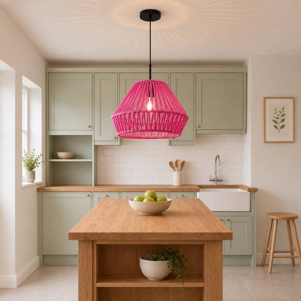 Lustre Pendente Corda Náutica Verde Militar 60cm | Luminária Decorativa Moderna E27