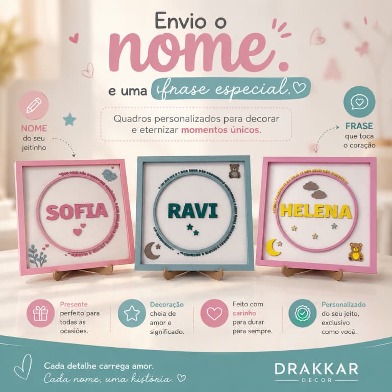 Quadro Infantil Personalizado – Coleção Palavras para a Vida