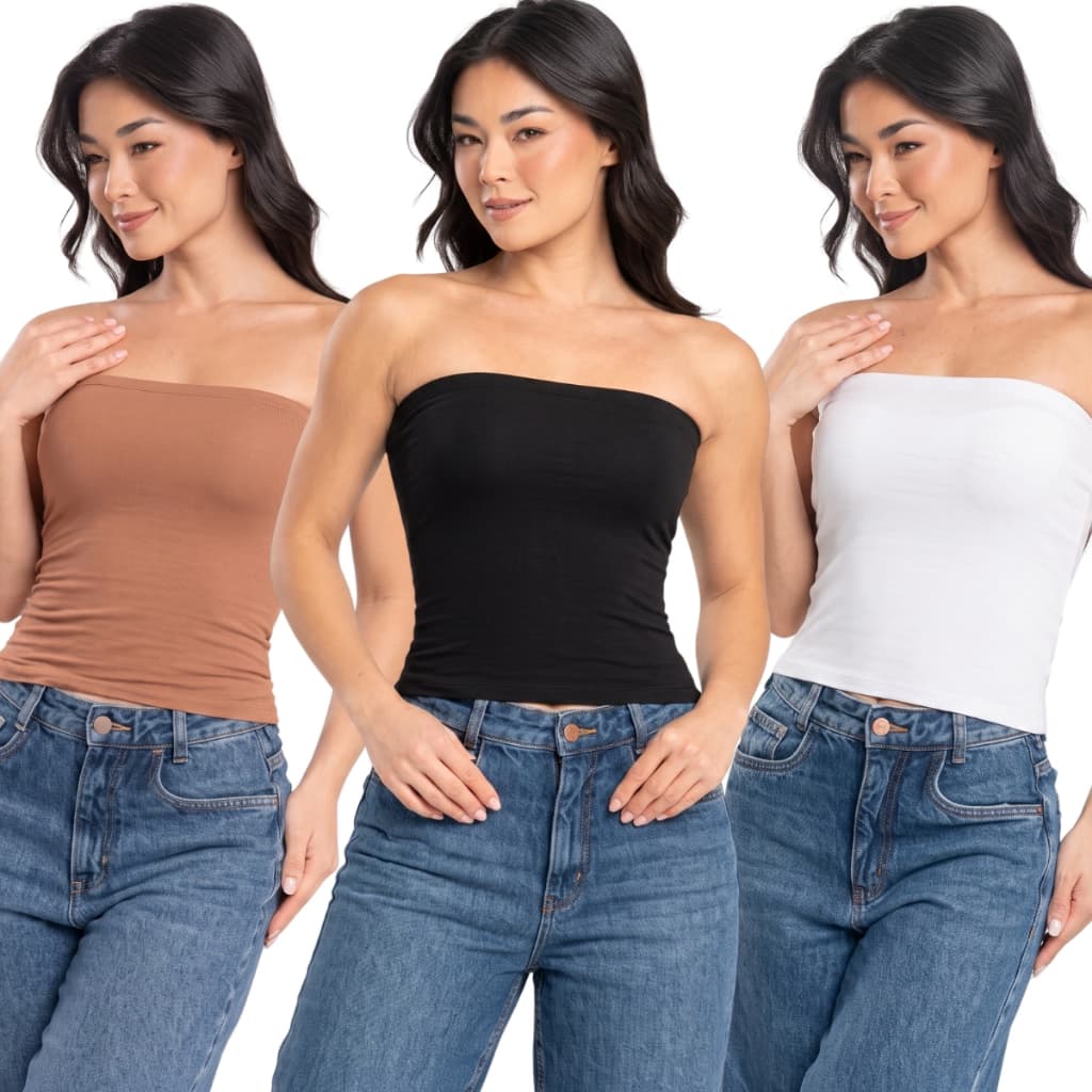 Kit 3 Top Tube Tubinho Tomara Que Caia Suplex Sem Bojo Confortável Moda Feminina Casual