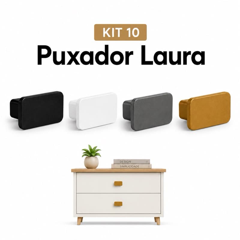 Kit 10 Puxador Moderno Universal Laura Gaveta Armário Porta Móveis organizador com Parafusos