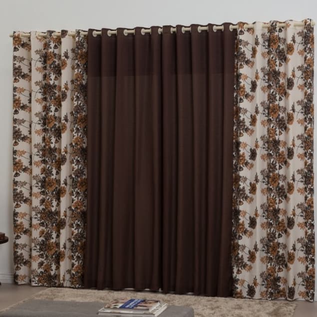 Cortina Floratta 3 Metros Para Varão Simples Decoração Sala