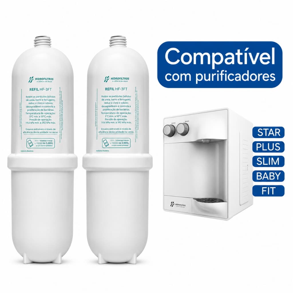 Refil Filtro de Água Compatível Soft Everest 2 em 1 Purificador Slim Star Fit Flat Plus Baby