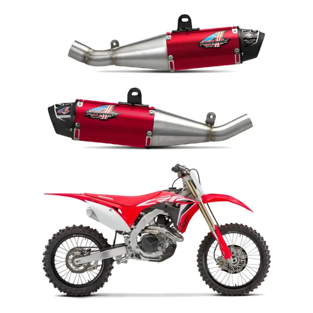 Ponteira Dupla Escape Escapamento Esportivo Ponteiras Powercore 4 Pro Series CRF 450R 2019 e 2020 Pro Tork Duas Dois