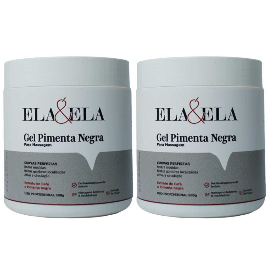 ✨ Kit 2x Gel Pimenta Negra Modelador ELA & ELA – Efeito Redutor e Circulação Ativa ✨
