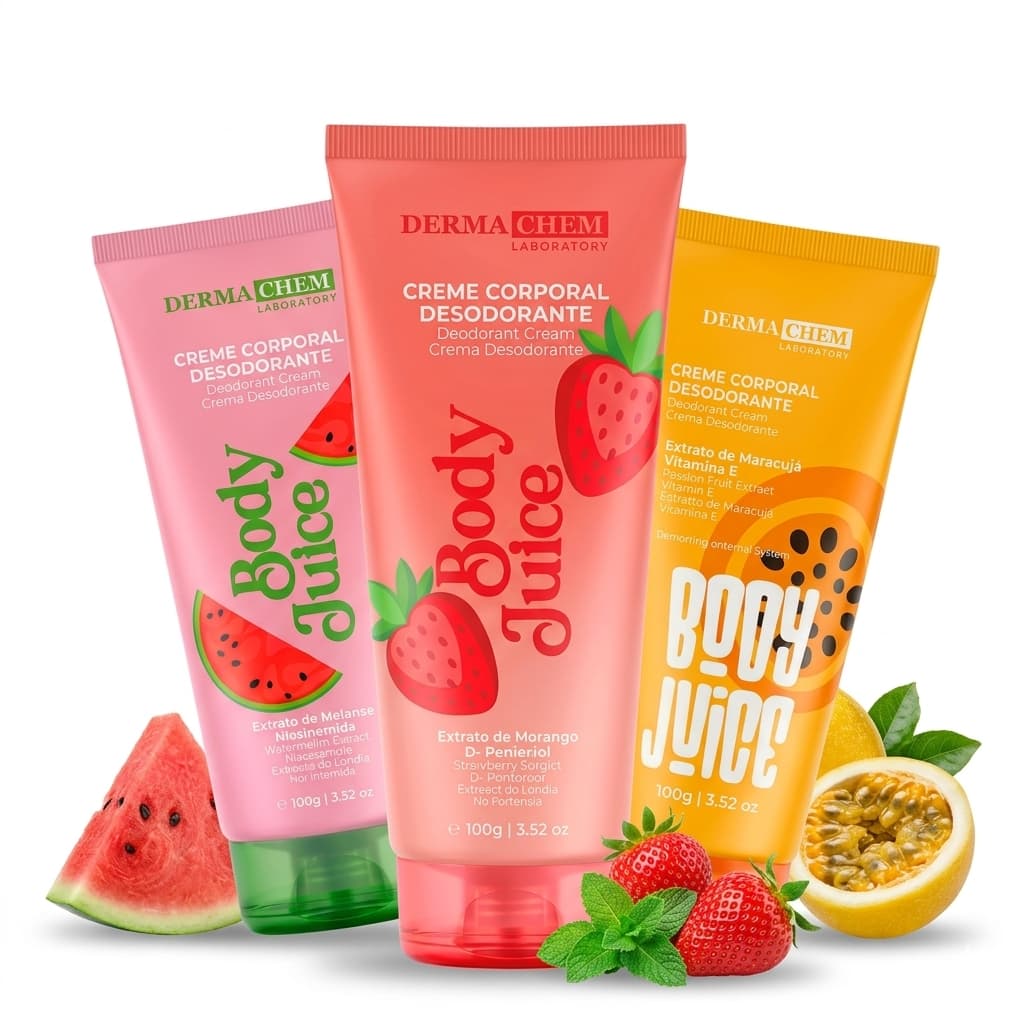 Creme Hidratante Corporal Dermachem Frutas | Morango, Melancia ou Maracujá - Escolha sua fragrância favorita! 🍓🍉🥭