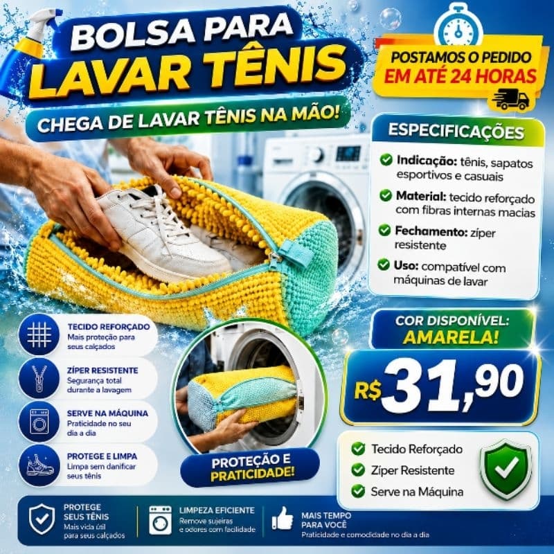 Bolsa Para Lavar Tênis Máquina Proteção Sapato Lavanderia Promoção - Envio em 24Horas🔥