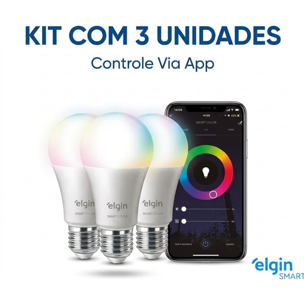 Lâmpada Inteligente Smart Color 10W Elgin RGB Wifi Compatível com Alexa e Google Home