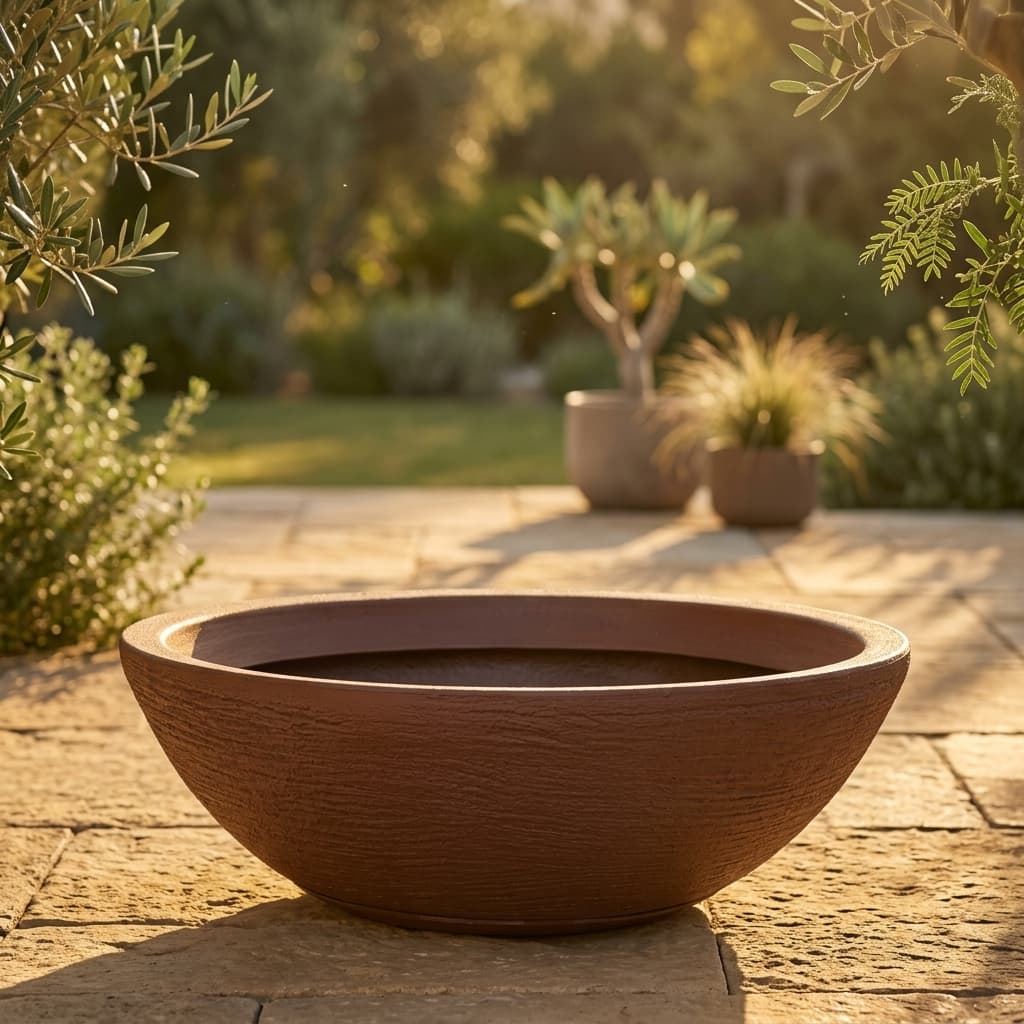 Vaso Grande Decorativo para Plantas Bacia Escovada Polietileno com Pratos N4 varias cores !!!!