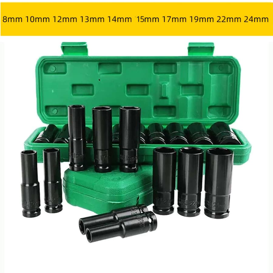 Kit Jogo de Soquetes de Impacto Longo 1/2 10 Peças 8 A 24mm
