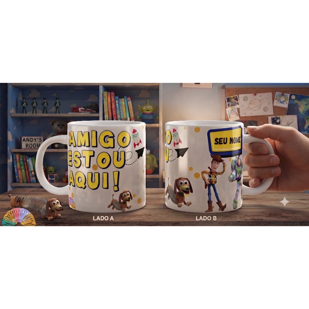 Caneca Amizade Personalizada Nome/ Caneca Amigo Personalizada/ Caneca Amizade/ Caneca Presente Aniversário Toy Story