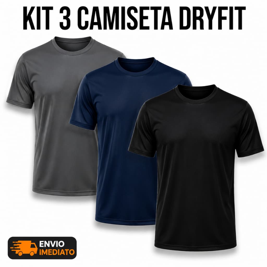 Kit 3 Camisas Camisetas Básicas Dry Fit Academia Masculina Treino Esportiva Premium