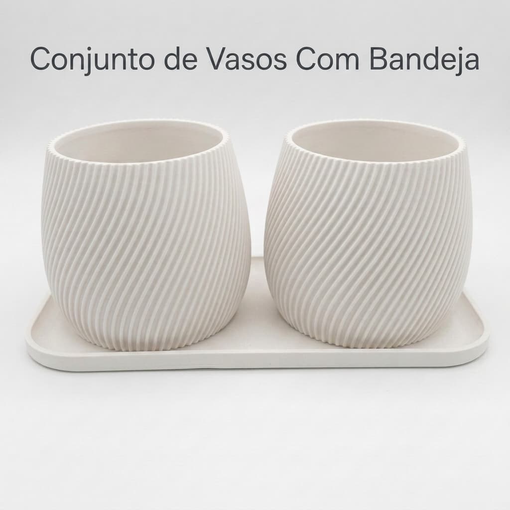 Conjunto De Vasos Decorativos Espiral Com Bandeja Para Decoração De Sala E Escritório