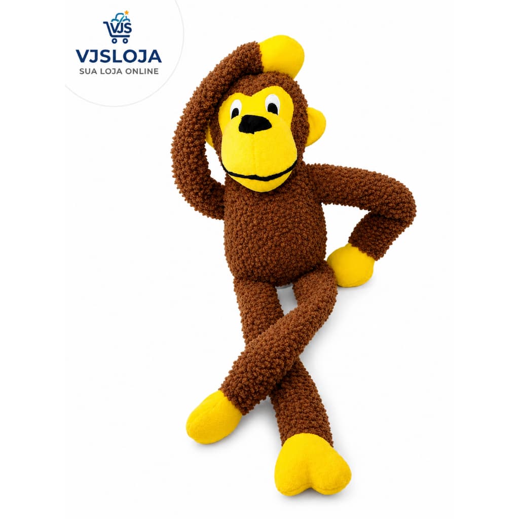 Brinquedo Macaco de Pelúcia para Cachorro com Apito Sonoro Mordedor Interativo 46 cmPet