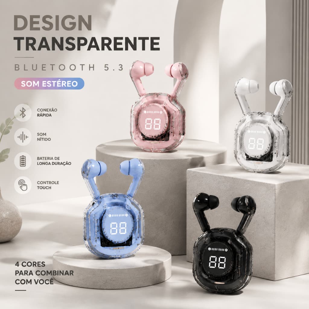 Fones De Ouvido Bluetooth Sem Fio 5.3 HQAi H4 TWS Com Forte Redução De Ruído Para Jogos Corrida Esportiva