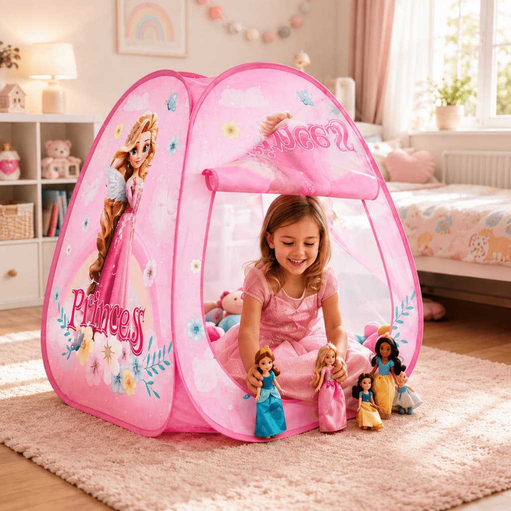Barraca Infantil Princesa Dobrável Portátil com Bolsa 73x73x88 cm