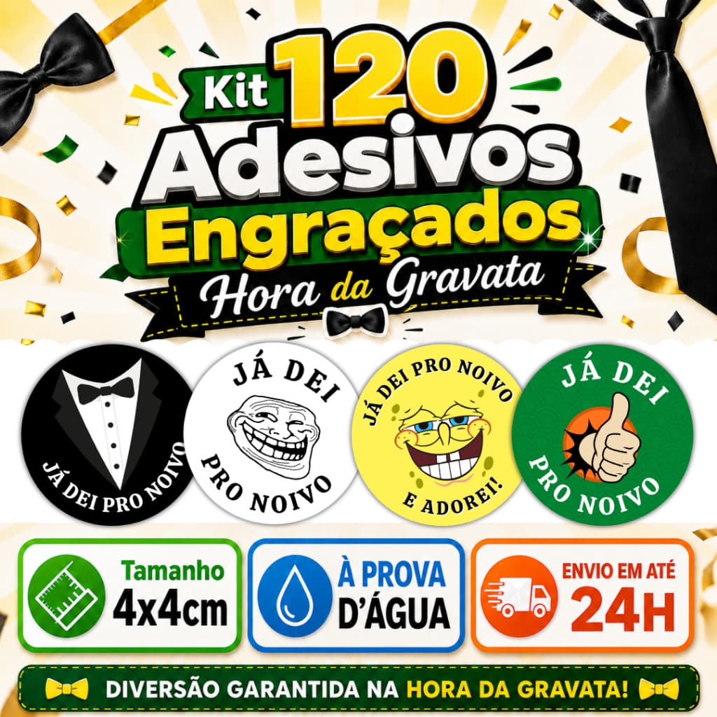 Kit 120 Adesivos HORA DA GRAVATA Casamento Operação Lua De Mel Já Dei Pro Noivo 4x4