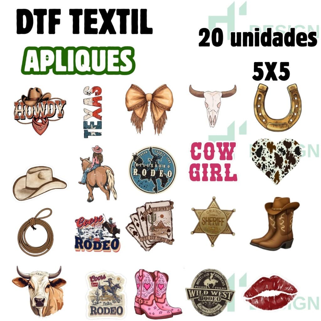 Apliques Termocolantes DTF Textil Apliques Prontos 5x5 Para Tecidos Envio Rapido Modelo REF:138