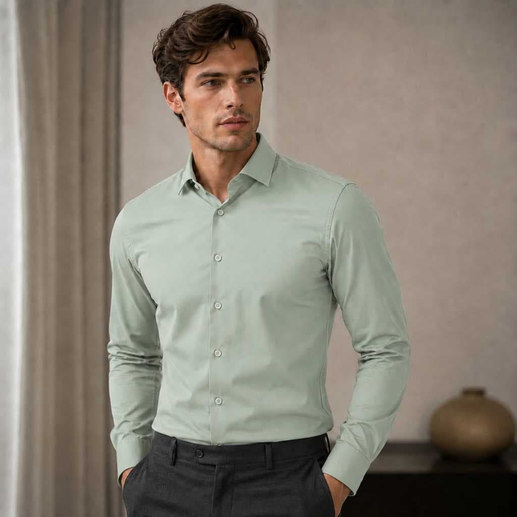Camisa Social Fibra De Bambu Slim Fit Masculina Respirável Elegante Premium Sofisticada Escritório Advogado