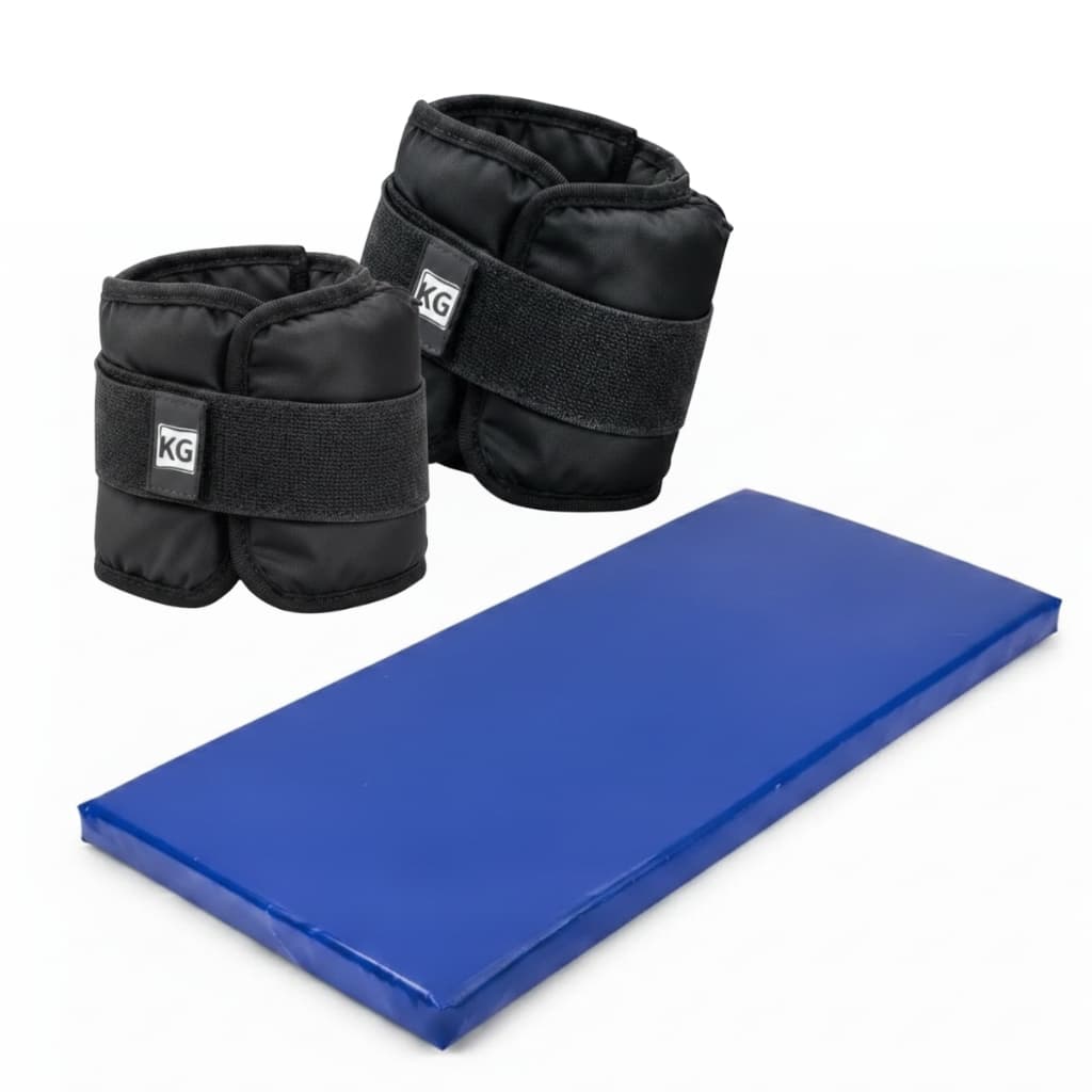 2 Tornozeleiras de Peso Variado Caneleira + Colchonete Exercícios Tapete Impermeável