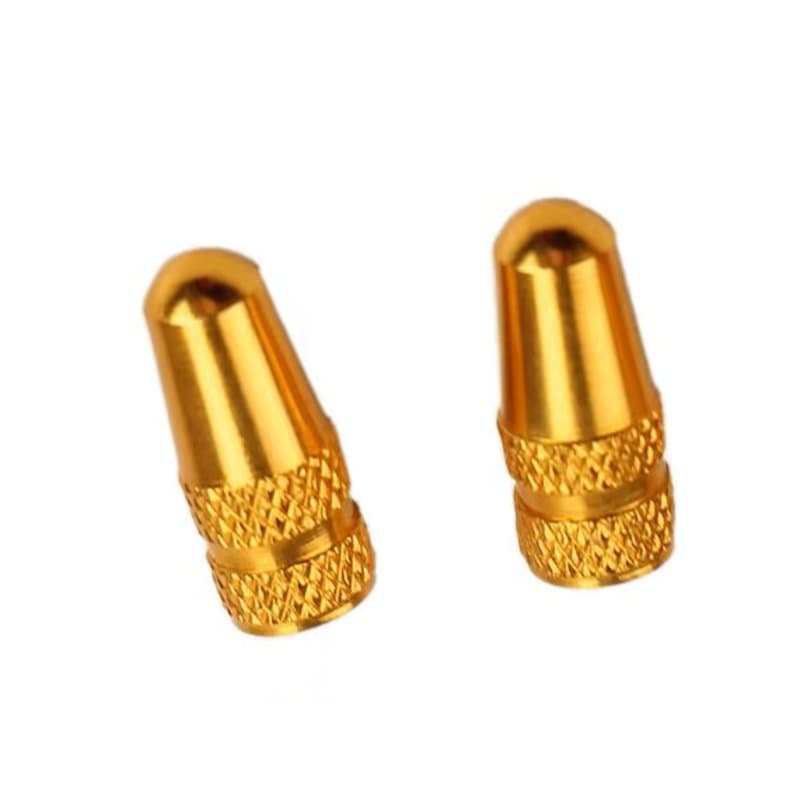 Tampinha De Bico Fino Valvula Presta Aluminio Dourado Bike(1par)
