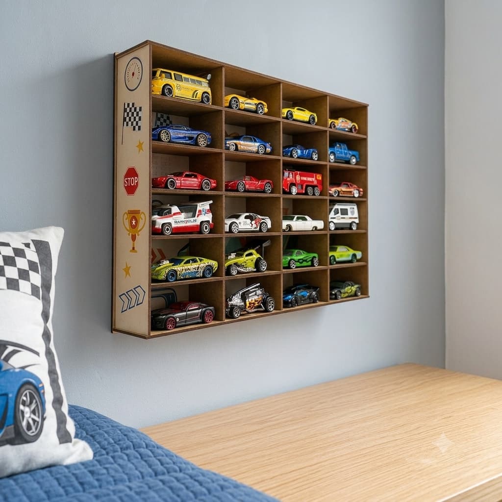 Expositor Carrinhos Hotwheels Relâmpago Mcqueen Estante Suporte Porta Miniaturas Moldura Caixa Mdf