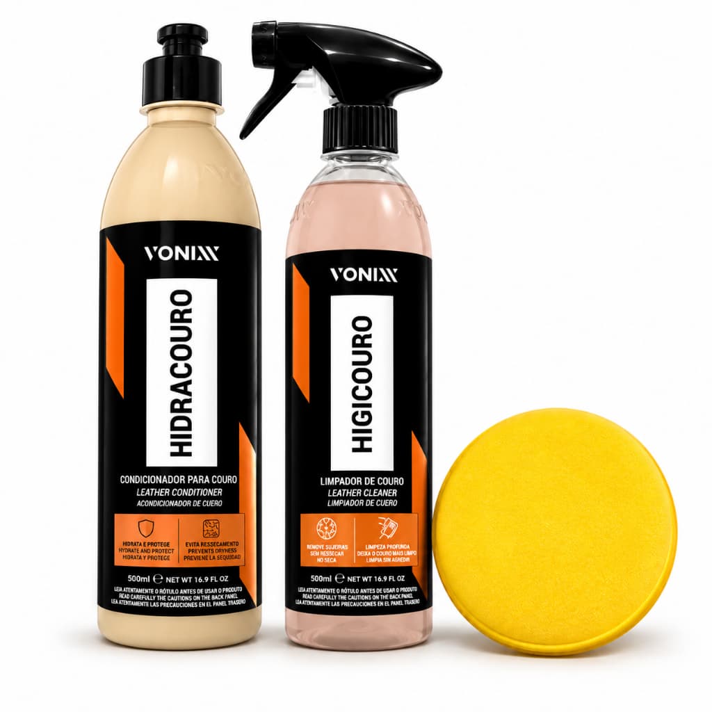Kit Higicouro + Hidracouro Vonixx 500ml Limpa e Hidrata Couro