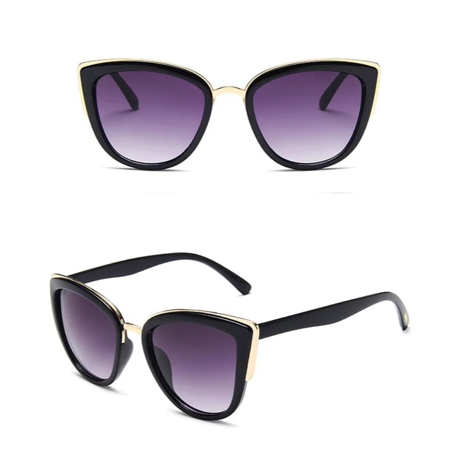 Óculos De Sol Feminino Vintage Preto Estilo Olho de Gato UV400
